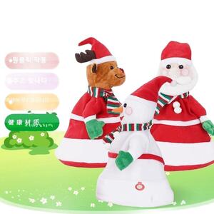 춤추는 트리 멜로디 인형 산타 루돌프 눈사람 댄싱 인형 모자 크리스마스 선물 홈파티 소품